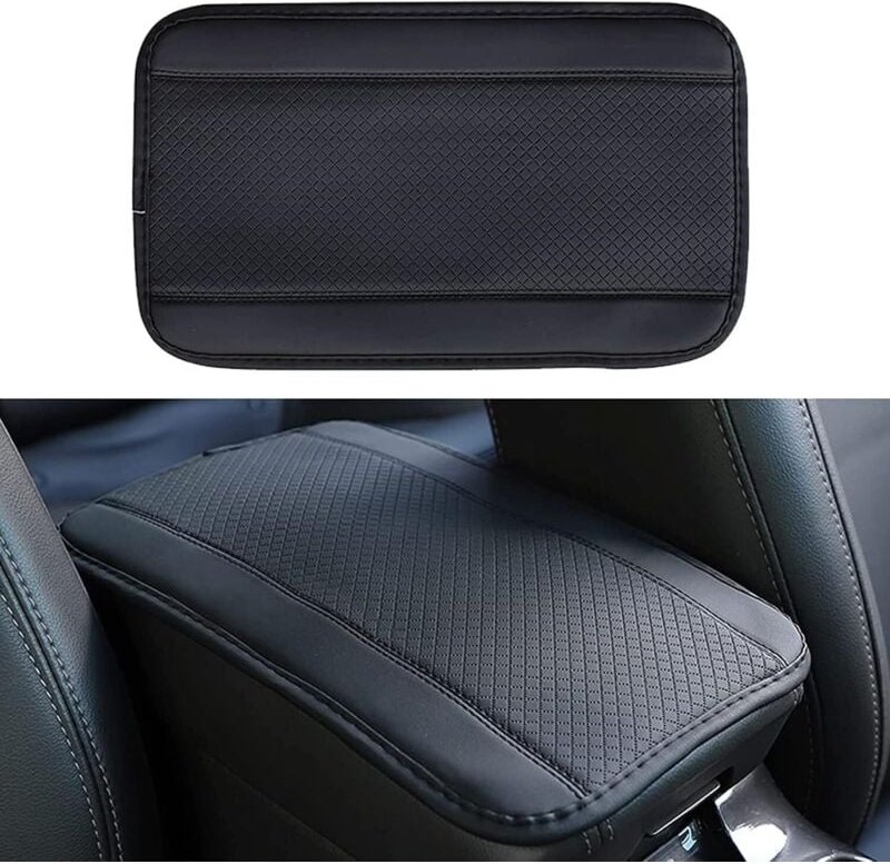 Linghhang - Universelles Auto-Armlehnenkissen (schwarz), 32 cm x 19 cm, rutschfestes Armlehnenpolster aus geprägtem Fase...