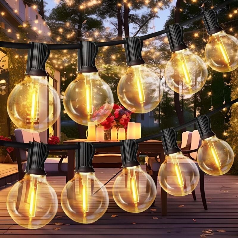 LED Außenleuchten, 15M Lichterkette Outdoor G40 LED Birnen IP44 Wasserdicht, Außenlichterkette für Terrasse, Hochzeit, W...