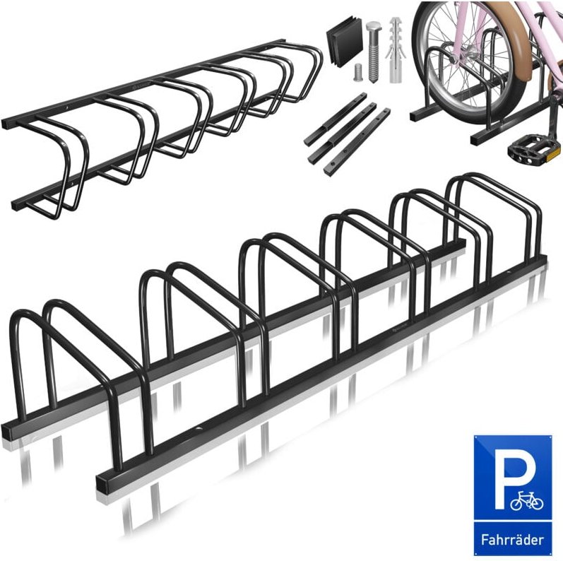 Fahrradständer für inkl. Parkschild Mehrfachständer mit 37cm Radabstand für 30-65mm Reifenbreite Fahrradhalter Aufstells...