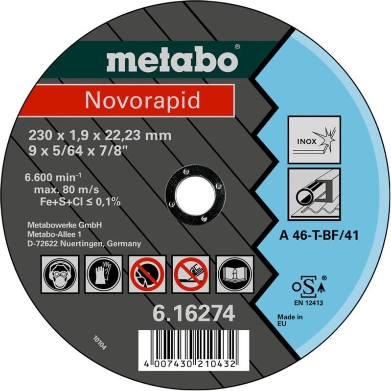 Trennscheibe Novorapid 180 x 1,5 x 22,23 Inox, tf 41 - Metabo