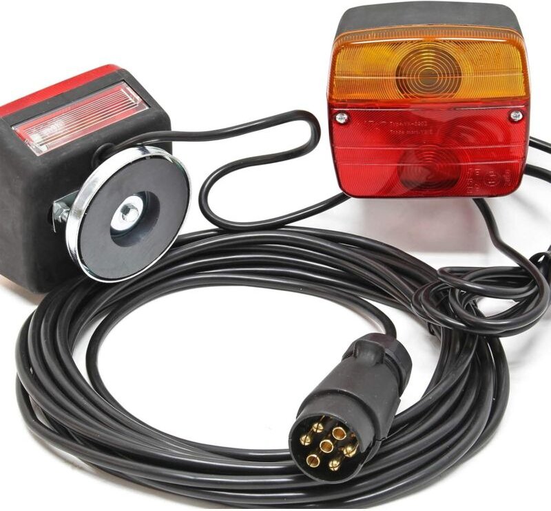Rückleuchten für Anhänger – 7-poliger Stecker, 7,5 m und 2,5 m Kabel – Magnetbefestigung – 2 Stück, Blinklichter – Straß...