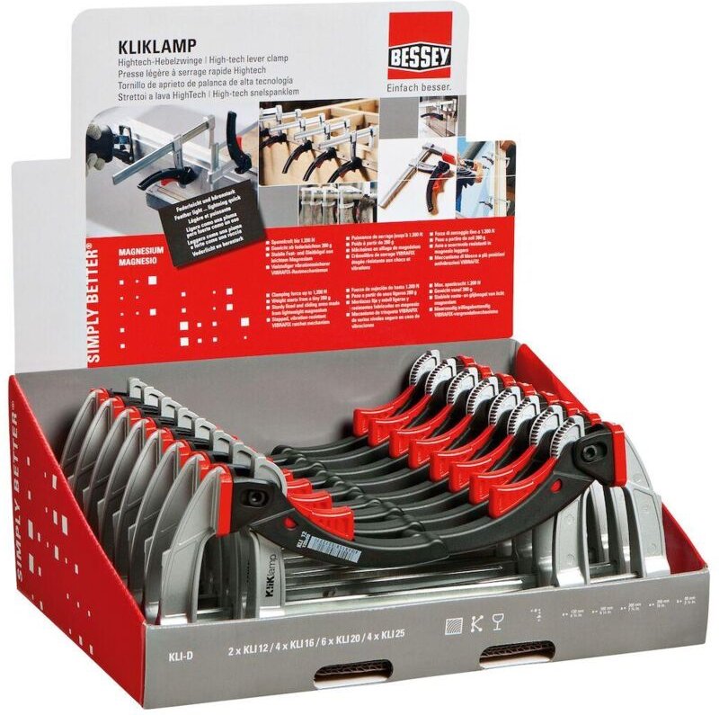 Hightech-Hebelzwinge KliKlamp Theken-Display kli-d