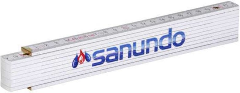 Premium-Zollstock 2 m in weiß mit einer zweifarbigen Farbskala - Sanundo