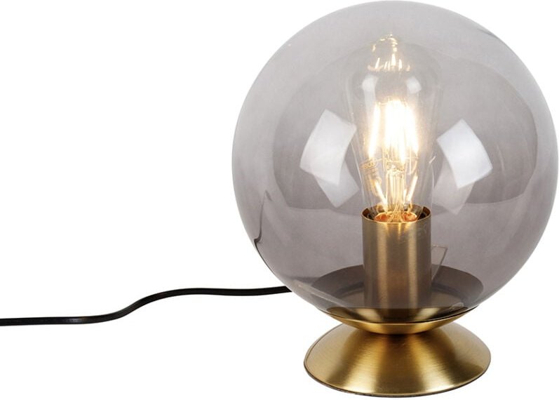 Art Deco Tischlampe Messing mit Rauchglas - Pallon