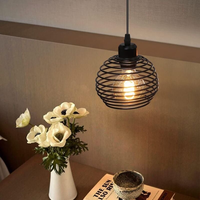 Gbly - Pendelleuchte Vintage Hängelampe Industrial - Schwarz 1.5M Pendellampe Esstisch mit Schalter Stecker E27 Retro La...