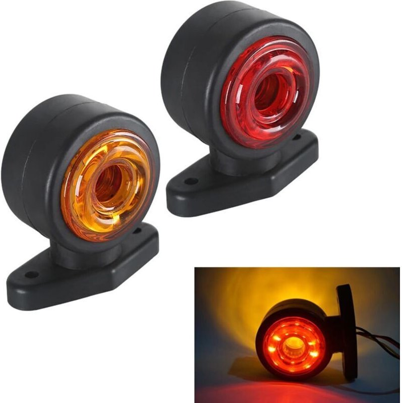 x 16 LED-Seitenmarkierungsleuchten 12/24V Anhänger-Seitenleuchte Doppelseitiges Warnlicht Gelb Weiß für LKW Wohnmobil Wo...