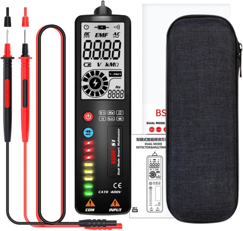 Multimetro digitale True RMS, doppia modalità, 2000 conteggi, selezione automatica della portata, misura tensione CA/CC,...