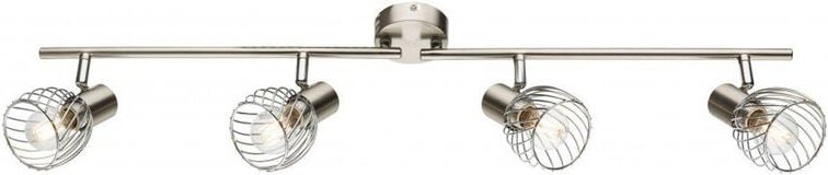 Deckenstrahler TEXAS Silber 4-flammig Gitter Lampenschirme, Breite 80cm