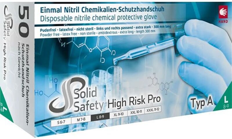 Einw.-Handsch.HighRisk Pro Gr.L blau Nitril en 374,EN 388 psa iii Ampri