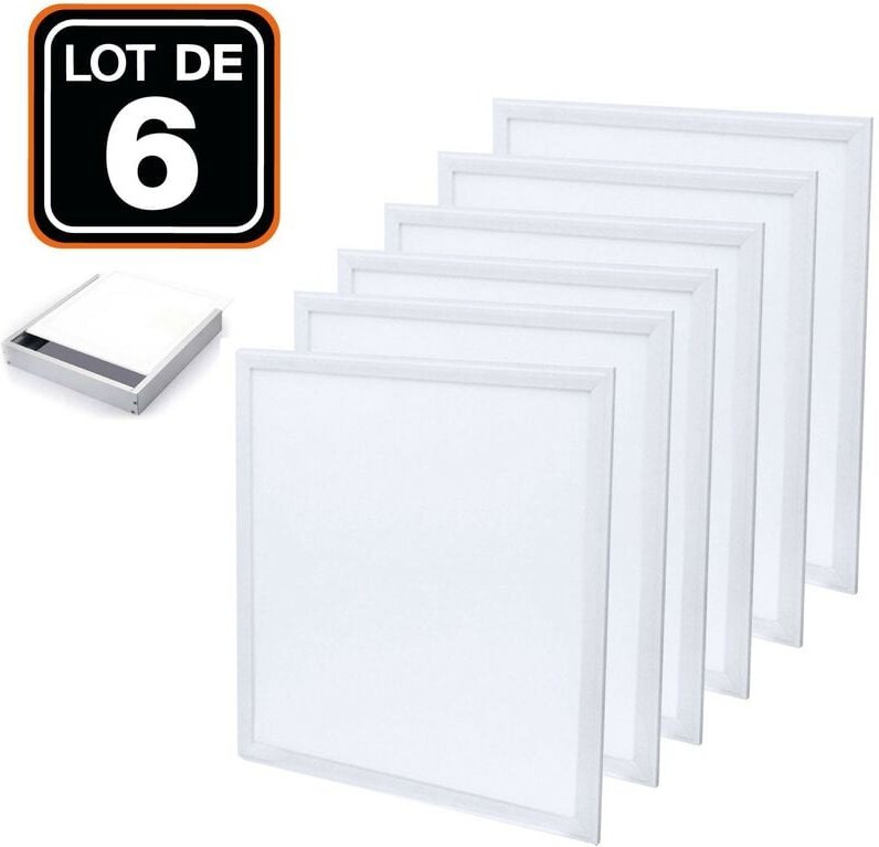 LED-Panel 600600 40W 6er- pmma Kaltweiß 6000k + 6 Aufputz-Kits