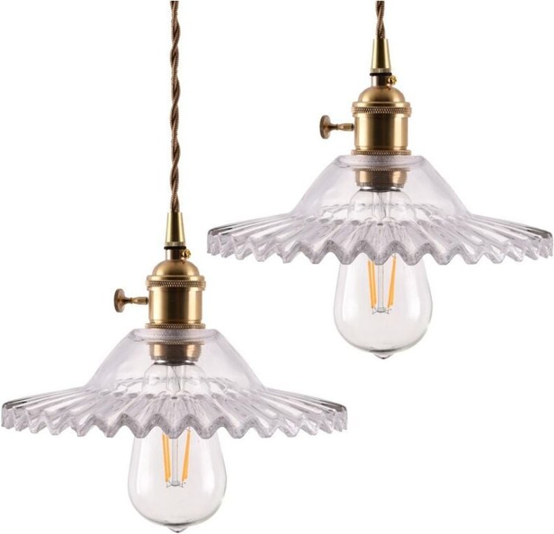 Industrielle Vintage Pendelleuchte Retro Glas Hängeleuchte Lampenschirm Kreative Deckenleuchte Transparent 2 Stücke