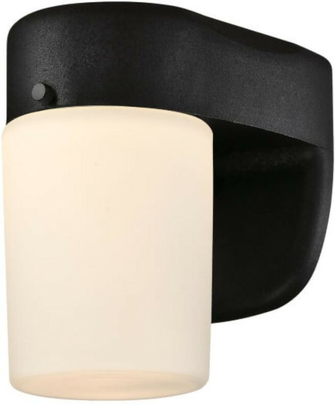 Dimmbare led Außen Wandleuchte Schwarz / Opalglas