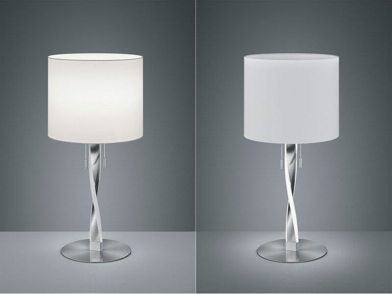 Defibrico - led Tischlampe nandor mit Stoffschirm weiß und beleuchtetem Gestell, Höhe 62cm