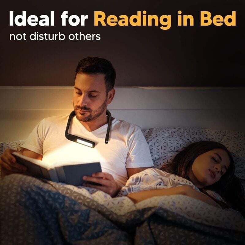 Leselampe für den Hals – wiederaufladbare Leselampe fürs Bett, 3 Farben, flexible LED-Leselampe, Nackenlampe für Bücher,...