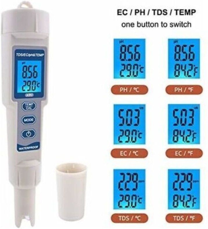 Tragbares Stiftmessgerät TDS/EC/TEMP/pH-Messgerät (Vier-in-Eins-Tester)