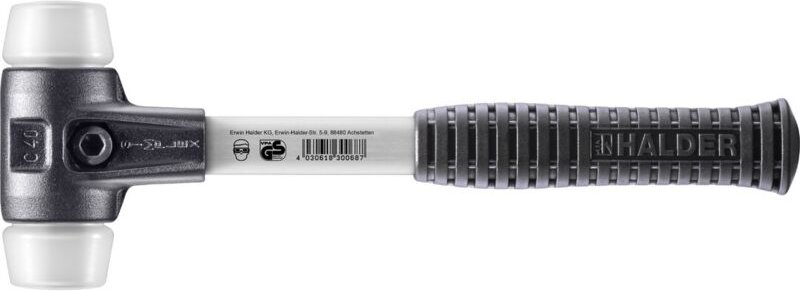 SIMPLEX-Schonhammer, Superplastik mit verstärktem Tempergussgehäuse und Fiberglasstiel D=40 mm 3707.040