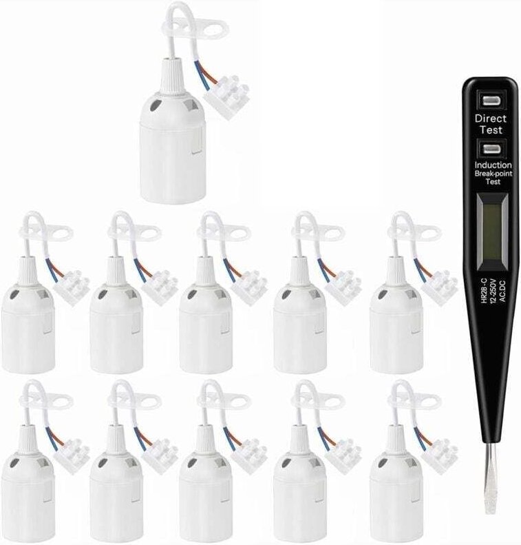 YMYNY 11 Stück E27 Fassung Weiß, E27 Renovierungsfassung, 250V 4A Lampenfassung mit Kabel, Konstruktionsfassung, Bajonet...
