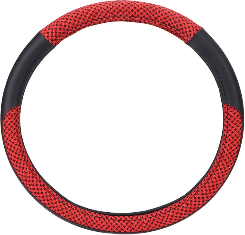 15-Zoll-Autolenkradbezug, Kunstleder, Eisseide, rutschfest, universell, elegant, für mittelgroße Lenkräder, Schwarz (rot...