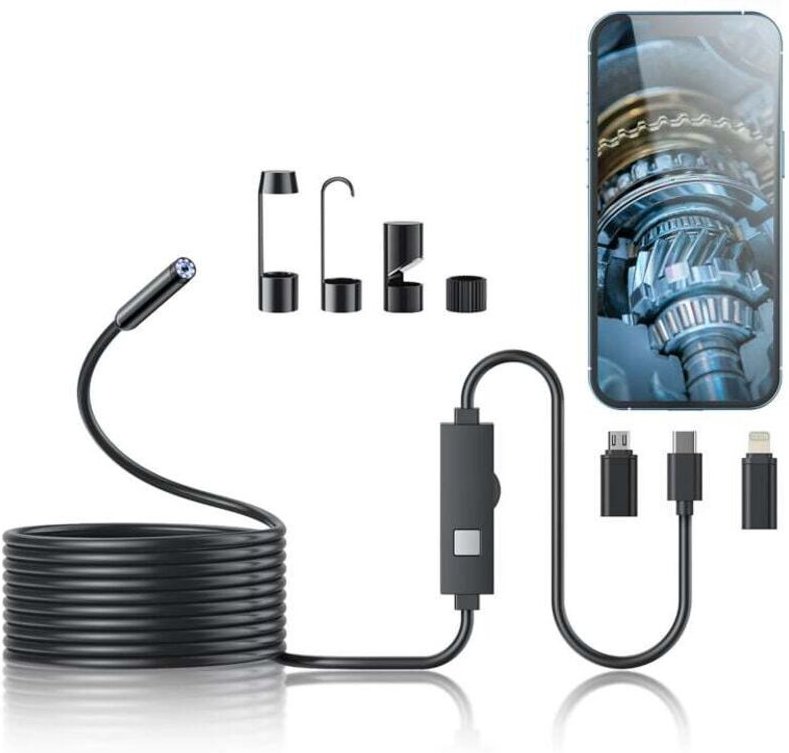 1920P HD Endoskop - 8 einstellbare LEDs - Halbstarre Kamera - Kompatibel mit iOS und Android - 5 m (16,4 ft) Kabel - Für...