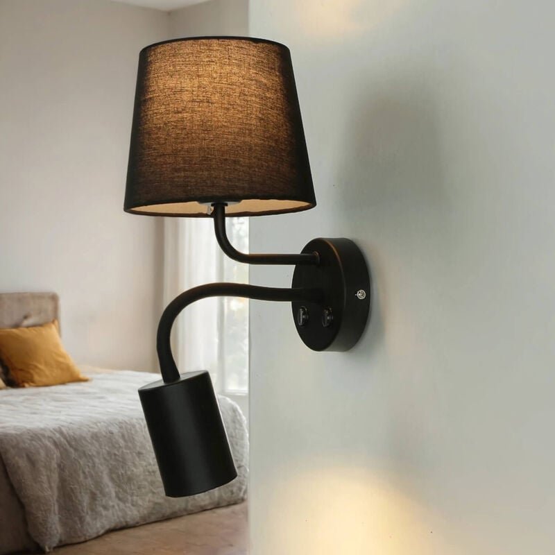 Praktische Wandleuchte mit Leselampe GU10 Schwarz