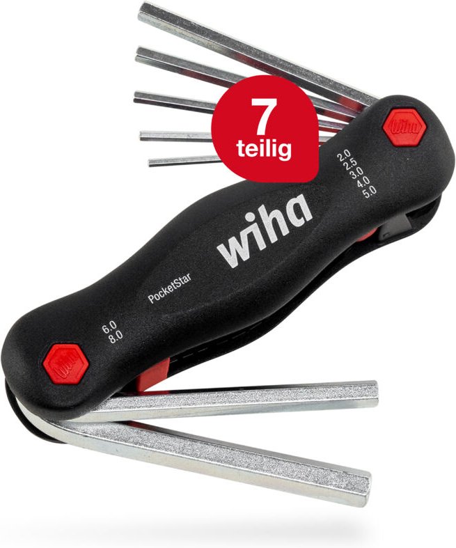 Multitool PocketStar® Sechskant-Kugelkopf MagicRing 7-tlg., per Tastendruck schneller Zugriff, als Längs- und Quergriff ...