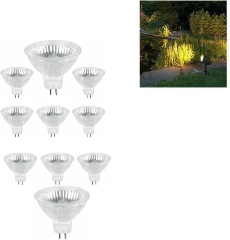 Halogenlampe, 10er-Pack, GU5.3, 35 W, 12 V, 400 lm, Warmweiß 2700 K, dimmbar, MR16-Halogen-Spotlampe