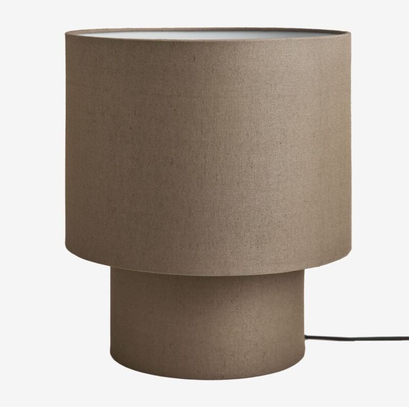 Thumbnail - Sklum - Tischlampe Gioura aus Leinen und Eisen Grau Taupe ↑35 cm