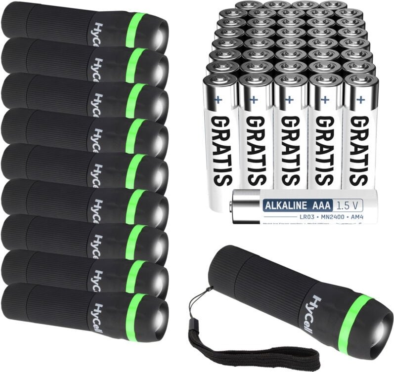 Hycell Mini led Taschenlampe inkl. aaa Batterien + 40 aaa Batterien Gratis