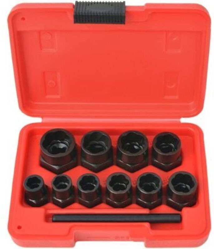 Ausdreher-Set für beschädigte Schrauben/Muttern, Stahl, 11-teilig, XL