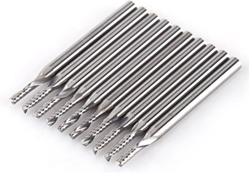 Eosnow - 10 Stück 1/8 Zoll Schaft Wolframkarbid-Schaftfräser CNC-Gravierwerkzeuge Einzelflöte Spiralbohrer