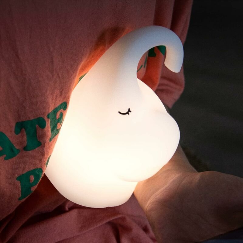 Nachtlicht für Kinder Baby, weißer Elefant aus Silikon, süßes Geschenk für Kinder, tragbar, batteriebetrieben, Timer, ei...