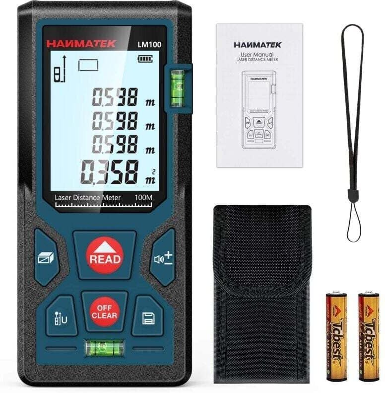 Digitales Lasermessgerät, LM50 50 m Digitales Lasermessgerät, Länge/Fläche/Volumen/Satz des Pythagoras mit LCD-Hintergru...