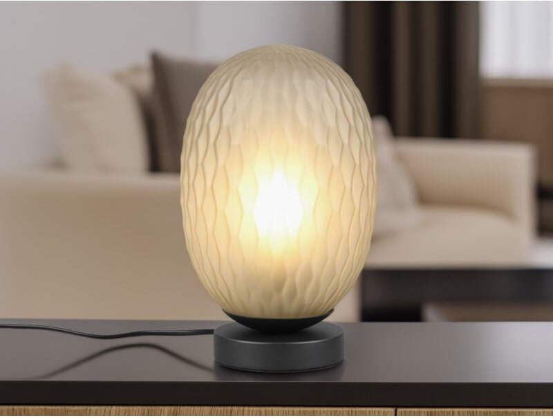 LED Tischleuchte mit ovalem Glasschirm Grün, Höhe 28cm