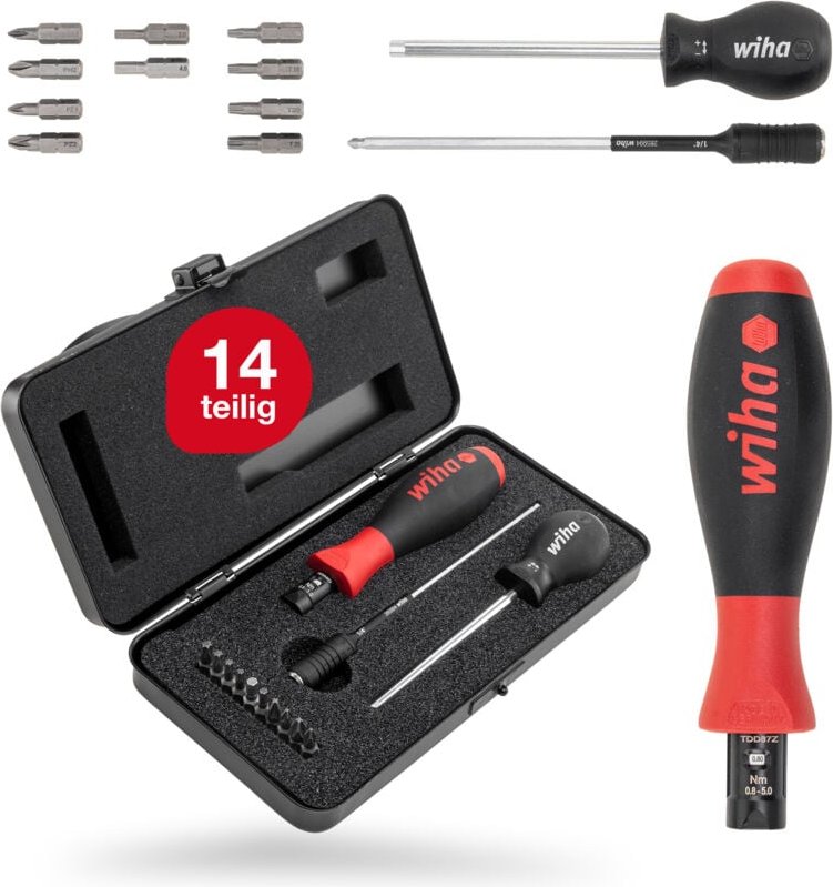 Drehmoment-Schraubendreher 0,8-5,0 Nm inkl. Box + Bitset TorqueVario®-S, 14-tlg., Pozidriv/ torx®/ Innensechskant/ Phill...