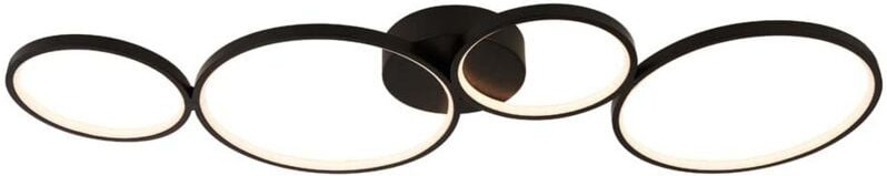 Searchlight - Deckenleuchte Designleuchte Wohnzimmerlampe Alu schwarz led dimmbar opal Ringe