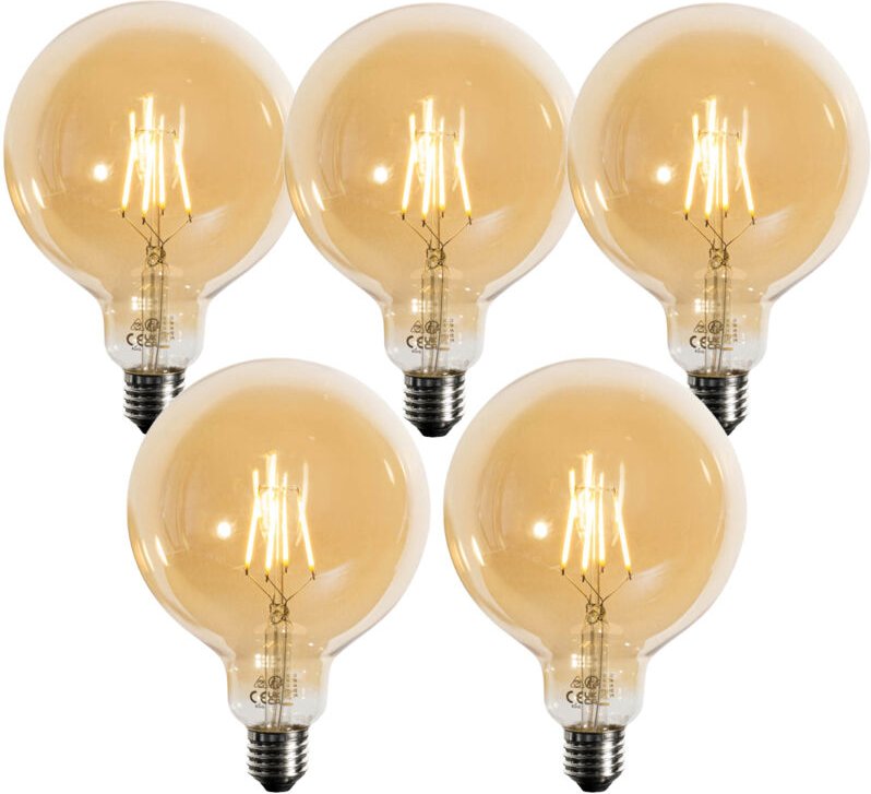 Thumbnail - 5er-Set E27 Dimmbare LED-Glühbirnen Gold G125 4,9W 450 lm 2200K