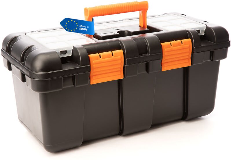 BigDean Werkzeugkoffer leer - 51x25x23cm - aus schlagfestem Kunststoff - Werkzeugkiste mit Innenablage - auch als Angelb...