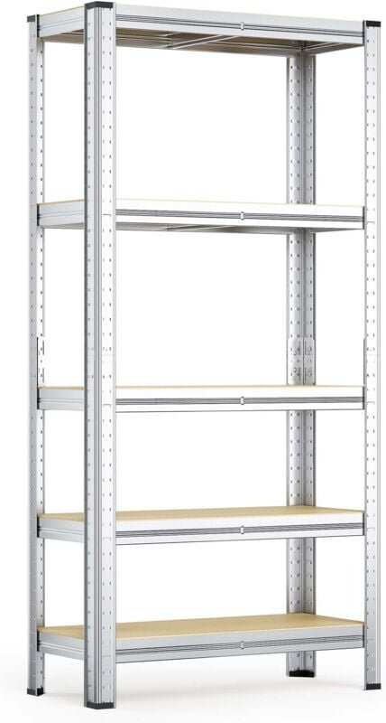 Schwerlastregal 75x30x154cm, Gesamtlast 875kg, Steckregal verzinkt aus Stahl, Lastenregal mit 5 Ablagen, Werkstattregal ...