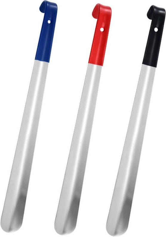 Schuhlöffel aus Edelstahl, 42 cm, 3-teiliger langer Schuhlöffel aus Metall mit Lederetui, einfach zu bedienen, für Männe...