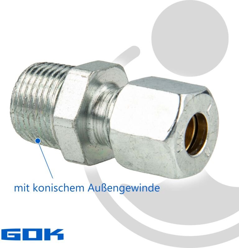Thumbnail - Banyo - Schneidringverschraubung Typ gerk - Gerade Verschraubung ø 8 mm x r 3/8 Zoll ag, konisch (r), Stahl verzinkt, Sc...