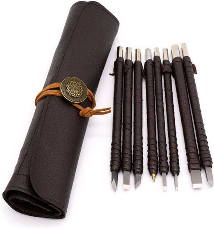 8-teiliges Steinschnitzwerkzeug, Meißel, Wolframstahl, Schnitzwerkzeuge, Holz, Stein, geschnitzter Abschnitt, Hartmetall...