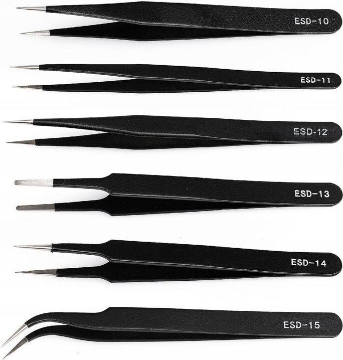 6er-Set Präzisions-ESD-Pinzetten