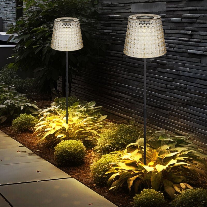 Led Solarleuchte Gartenlampe Außenlampe Kristallleuchte, rauchfarben schwarz Kunststoff, Akku IP44 Erdspieß, 3000K warmw...