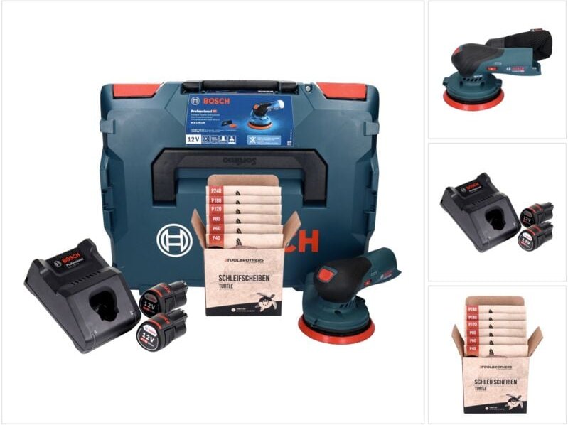 Thumbnail - Bosch gex 12V-125 Professional Akku Exzenterschleifer 12 v 125 mm Brushless + 2x Akku 3,0 Ah + Ladegerät + Toolbrothers ...