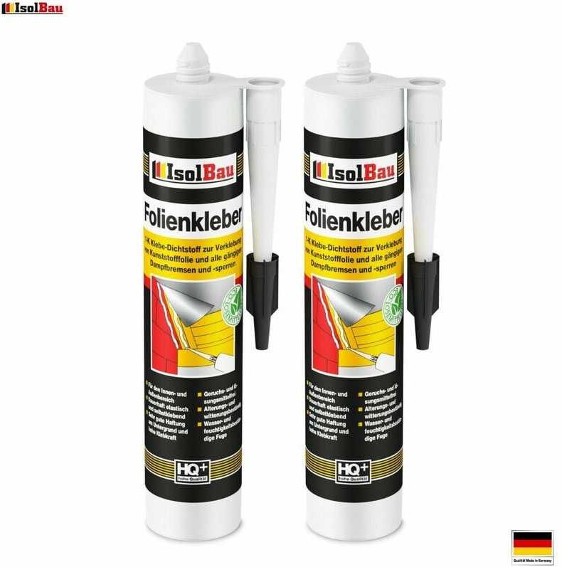 Isolbau - Folienkleber set Dichtkleber Profi Auspresspistole Dampfsperre Dampfsperrfolie Bitte wählen Sie:: 2 x Folienkl...