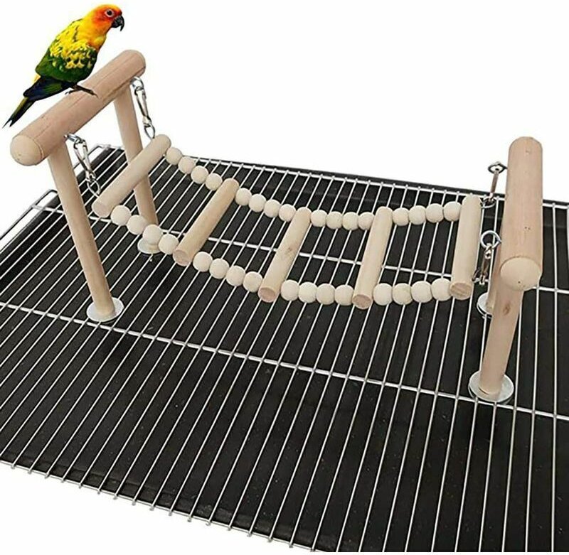 Vogelsitzstange, Kletterleiter aus Holz, Spielgeräte für Papageien, Vogelkäfig, Superma, Sunny