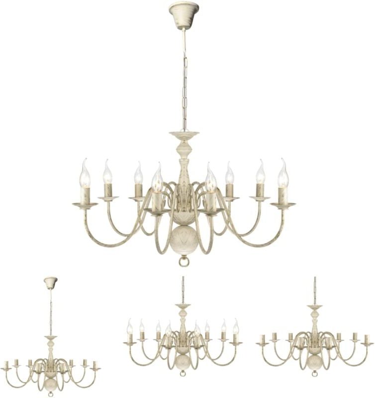 The Living Store - Metall-Kronleuchter Weiß Antik 8 x E14 Glühbirnen - Kronleuchter - Weiß