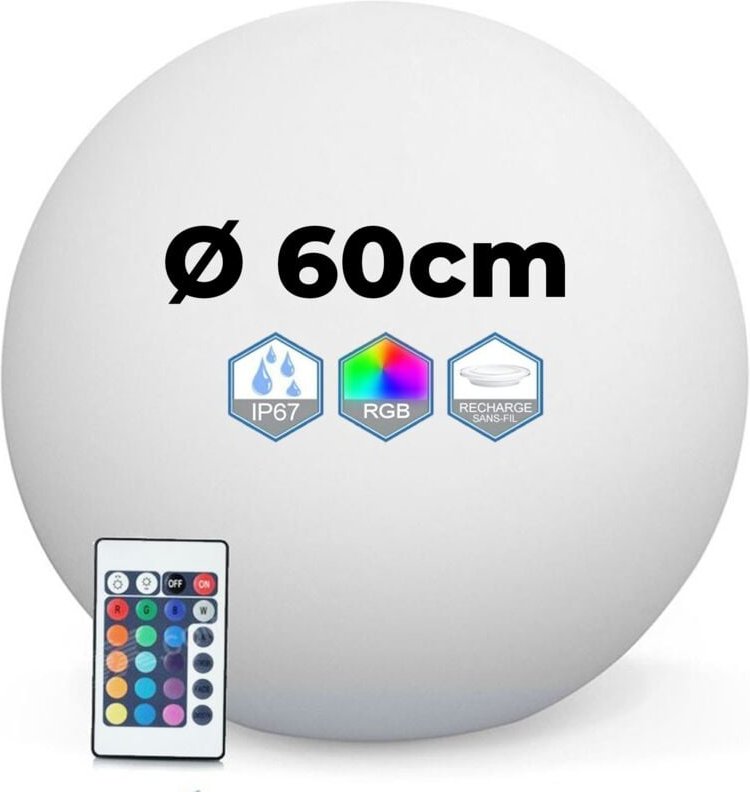 Europalamp - Mehrfarbige LED-Leuchtkugel 60cm Kabellos Hergestellt aus dickem Polyethylen.