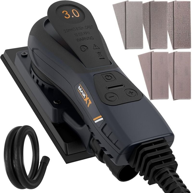 Bürstenloser Exzenterschleifer Elektrisch 3mm Orbitalschleifer 350W Multifunktion 4000-10000 U/min variables Tempo Kabel...