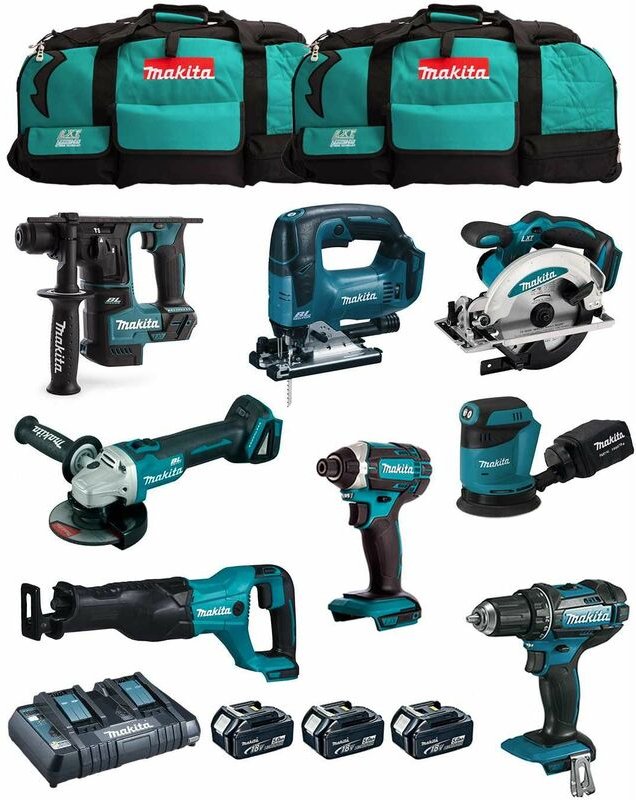 Makita - Kit MK801 (DDF482 + DHR171 + DGA504 + DTD152 + DJV182 + DSS610 + DJR186 + DBO180 + 3 x 5,0 Ah + DC18RD + 2 x LX...